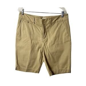 Bass Shorts Womens Size 12 Tan Cotton Chino Mid Rise Casual Classic Pockets Prep